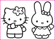 تلوين مرحبا كيتي وصديقتها لعبة